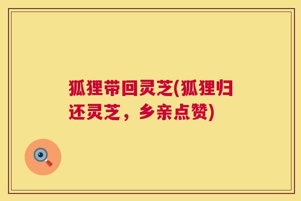 狐狸带回灵芝(狐狸归还灵芝，乡亲点赞)  第1张