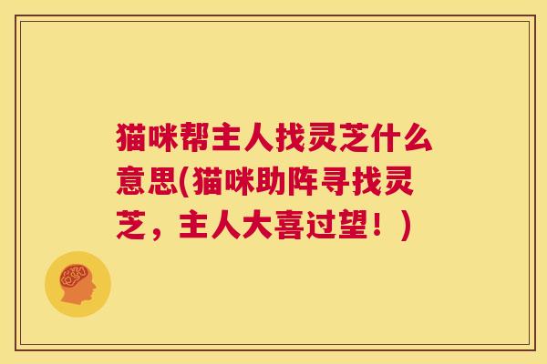 猫咪帮主人找灵芝什么意思(猫咪助阵寻找灵芝,主人大喜过望!) 第1张 猫咪帮主人找灵芝什么意思(猫咪助阵寻找灵芝,主人大喜过望!) 第1张