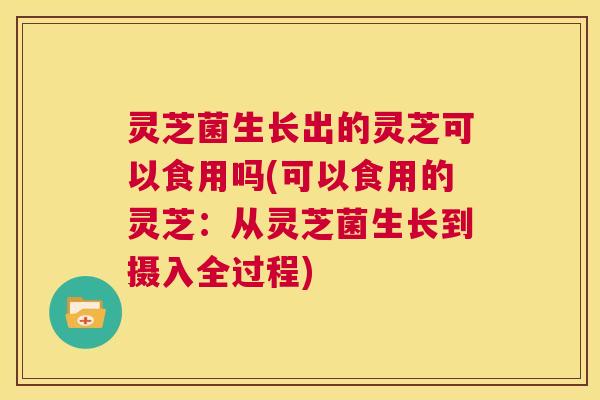 灵芝菌生长出的灵芝可以食用吗(可以食用的灵芝：从灵芝菌生长到摄入全过程)  第1张
