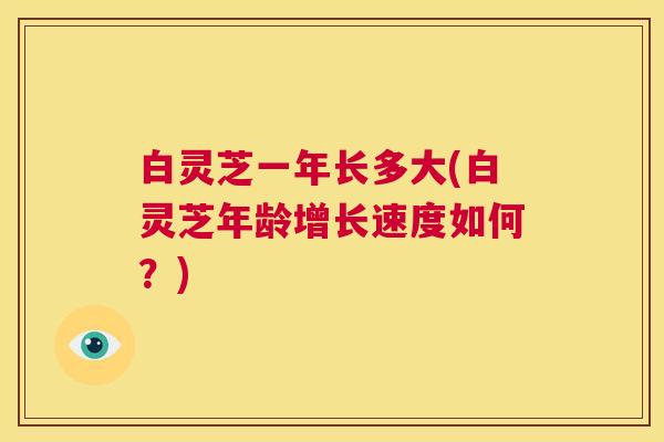 白灵芝一年长多大(白灵芝年龄增长速度如何?) 第1张 白灵芝一年长多大(白灵芝年龄增长速度如何?) 第1张