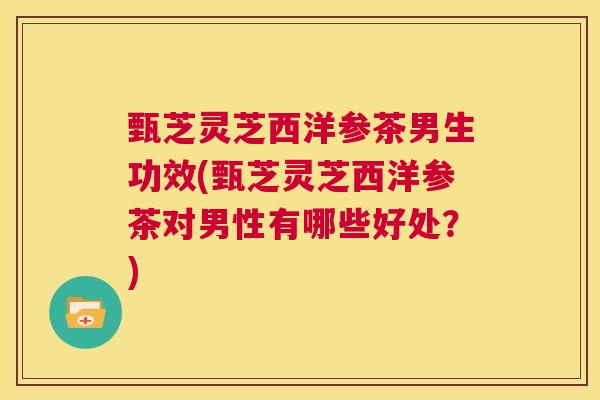 甄芝灵芝西洋参茶男生功效(甄芝灵芝西洋参茶对男性有哪些好处?) 第1张 甄芝灵芝西洋参茶男生功效(甄芝灵芝西洋参茶对男性有哪些好处?) 第1张