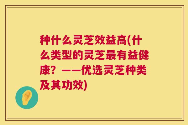 种什么灵芝效益高(什么类型的灵芝最有益健康?——优选灵芝种类及其功效) 第1张 种什么灵芝效益高(什么类型的灵芝最有益健康?——优选灵芝种类及其功效) 第1张