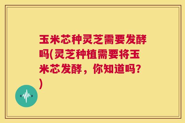 玉米芯种灵芝需要发酵吗(灵芝种植需要将玉米芯发酵，你知道吗？)  第1张