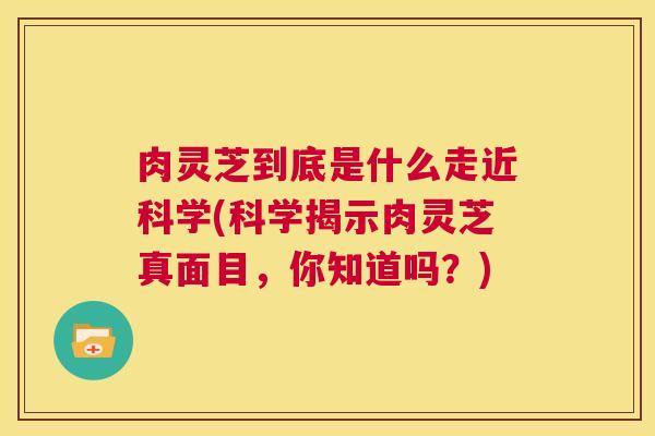 肉灵芝到底是什么走近科学(科学揭示肉灵芝真面目,你知道吗?) 第1张 肉灵芝到底是什么走近科学(科学揭示肉灵芝真面目,你知道吗?) 第1张