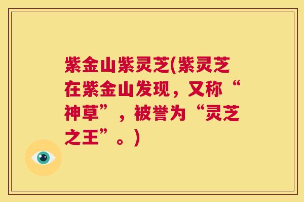 紫金山紫灵芝(紫灵芝在紫金山发现，又称“神草”，被誉为“灵芝之王”。)  第1张