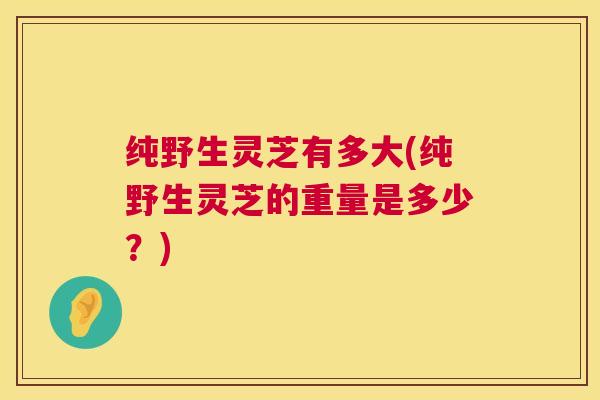 纯野生灵芝有多大(纯野生灵芝的重量是多少？)  第1张