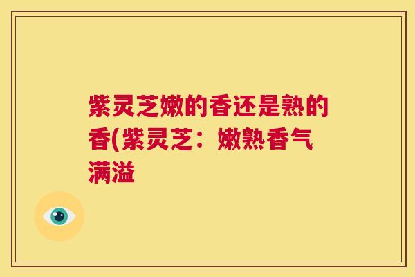 紫灵芝嫩的香还是熟的香(紫灵芝：嫩熟香气满溢  第1张