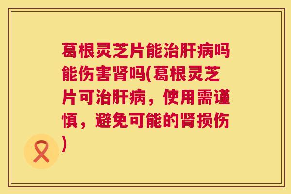 葛根灵芝片能治肝病吗能伤害肾吗(葛根灵芝片可治肝病,使用需谨慎,避免可能的肾损伤) 第1张 葛根灵芝片能治肝病吗能伤害肾吗(葛根灵芝片可治肝病,使用需谨慎,避免可能的肾损伤) 第1张
