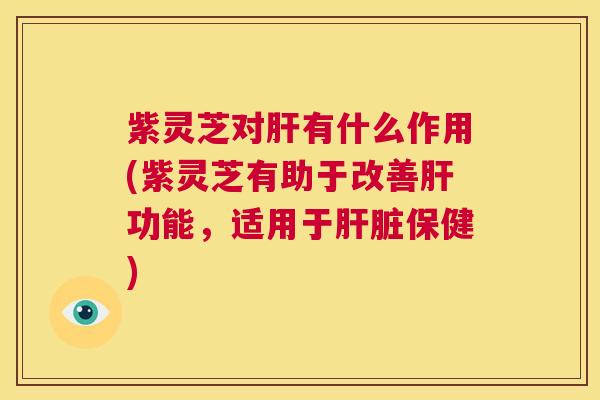 紫灵芝对肝有什么作用(紫灵芝有助于改善肝功能，适用于肝脏保健)  第1张