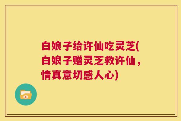 白娘子给许仙吃灵芝(白娘子赠灵芝救许仙，情真意切感人心)  第1张