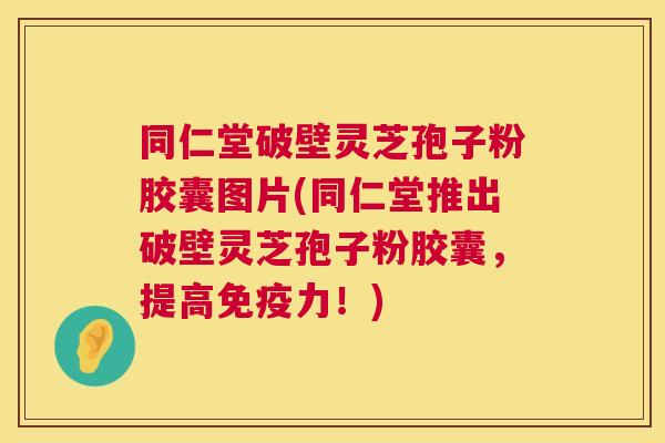 同仁堂破壁灵芝孢子粉胶囊图片(同仁堂推出破壁灵芝孢子粉胶囊，提高免疫力！)  第1张