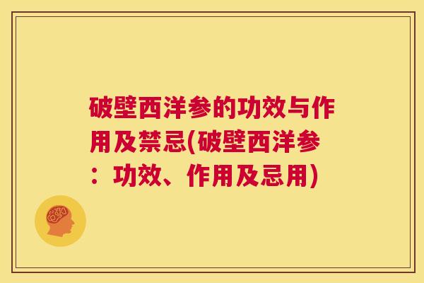 破壁西洋参的功效与作用及禁忌(破壁西洋参:功效、作用及忌用) 第1张 破壁西洋参的功效与作用及禁忌(破壁西洋参:功效、作用及忌用) 第1张
