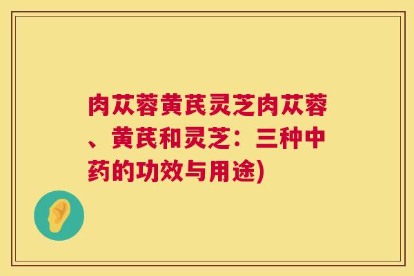 肉苁蓉黄芪灵芝肉苁蓉、黄芪和灵芝:三种中药的功效与用途) 第1张 肉苁蓉黄芪灵芝肉苁蓉、黄芪和灵芝:三种中药的功效与用途) 第1张